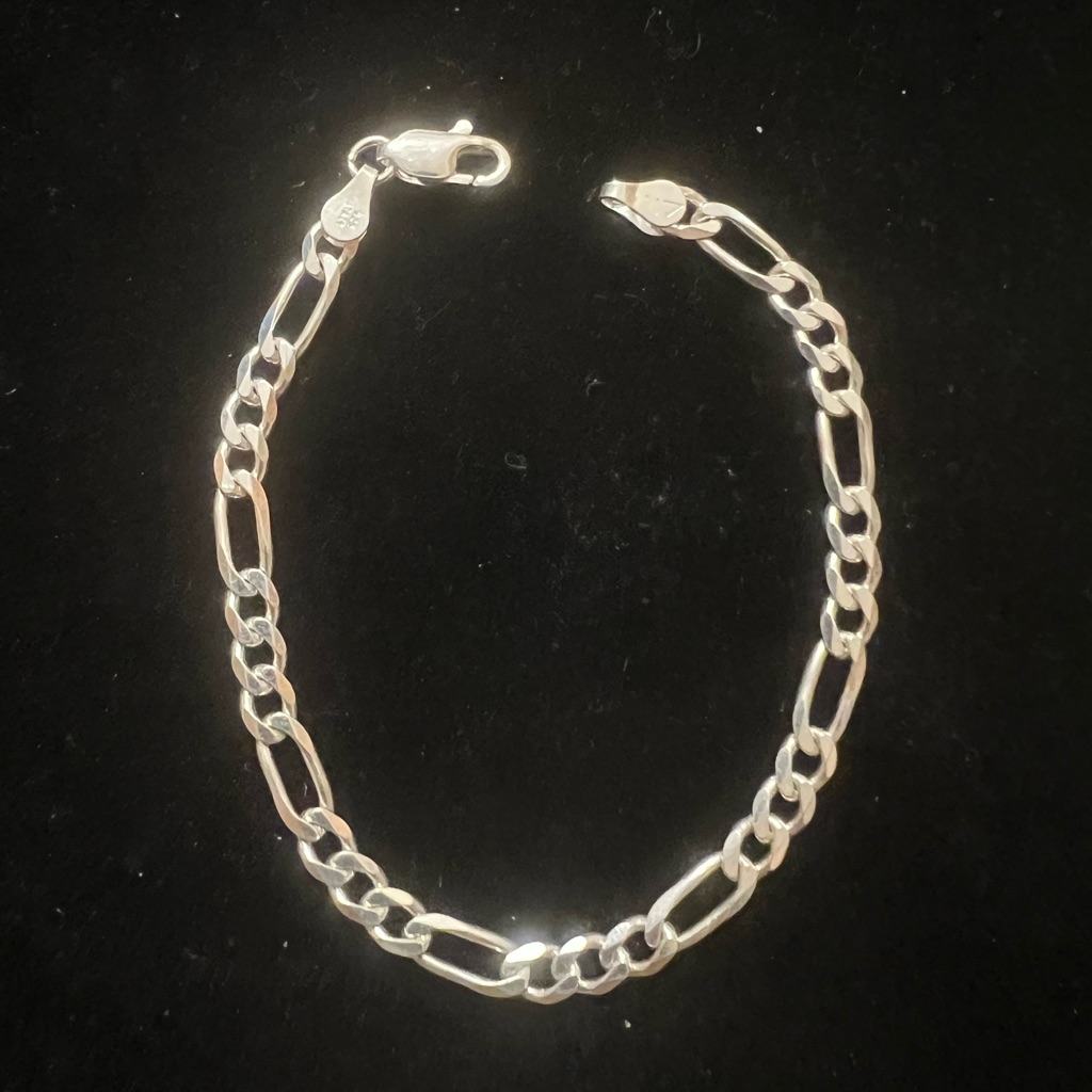 925 Sterling Silver Vintage Figaro Bracelet